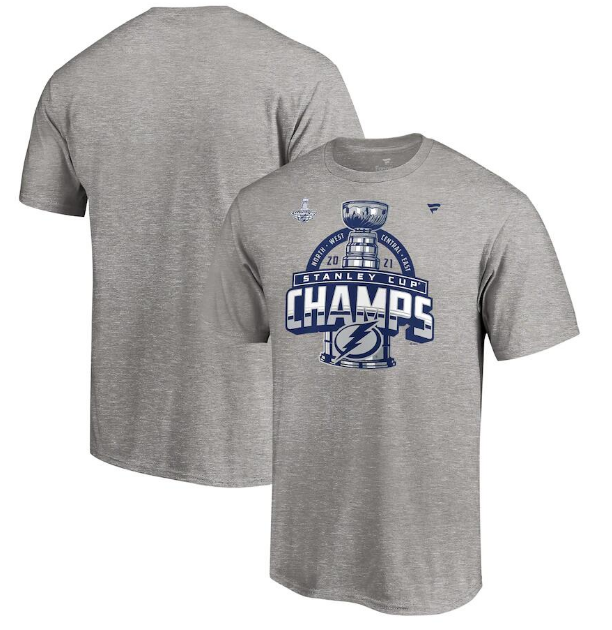 Men's Tampa Bay Lightning 2021 Gray Stanley Cup Champions Locker Room T-Shirt